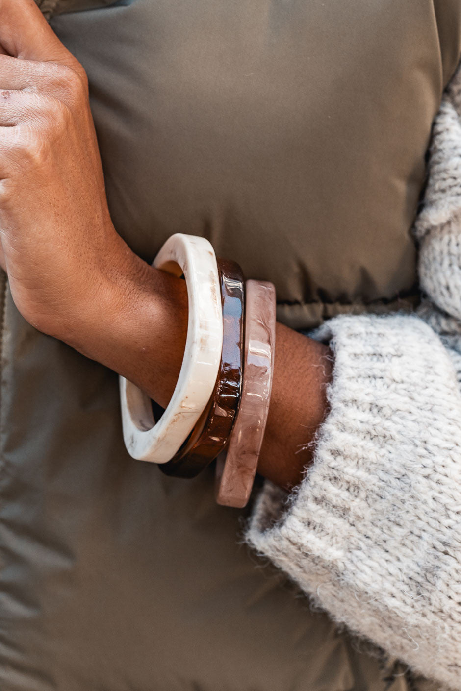 Jonc Colette resine rose