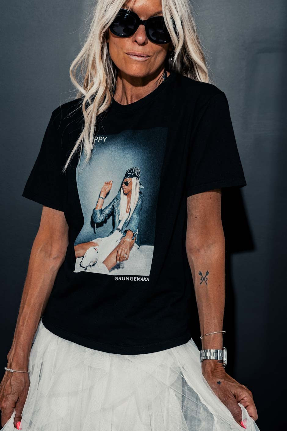 T-shirt "Anniversaire" Grungemama Happy noir