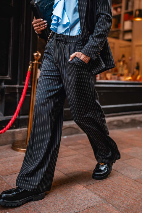 Grungemama Kristy black tennis stripes trousers