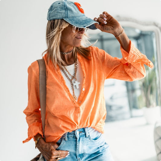 KOVAN FLUORESCENT ORANGE BLOUSE
