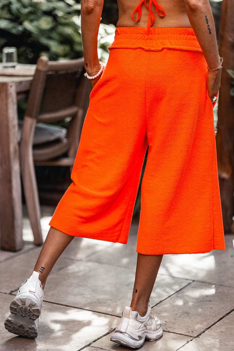 NEON ORANGE PARSY BERMUDA SHORTS