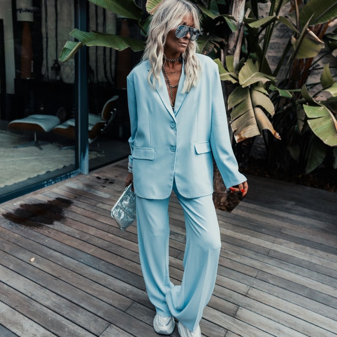 baby blue dress pants ROMY SKY TROUSERS – GRUNGEMAMA Size:Adult M