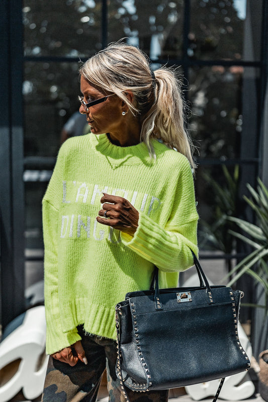 CRAZY LOVE NEON YELLOW JUMPER