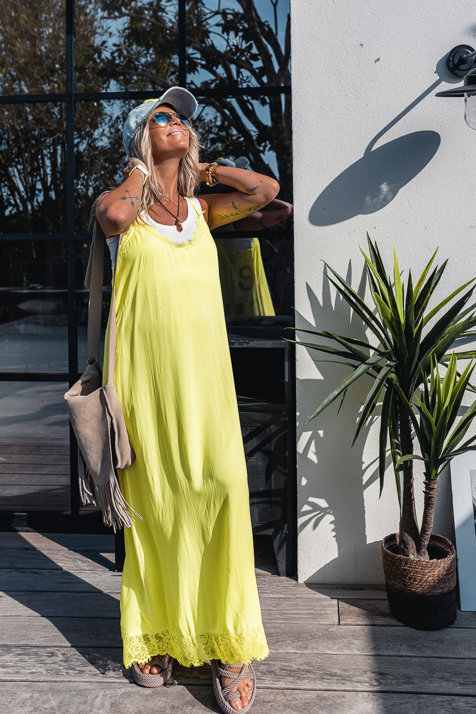 fluorescent yellow dress MAISY FLUORESCENT YELLOW DRESS
