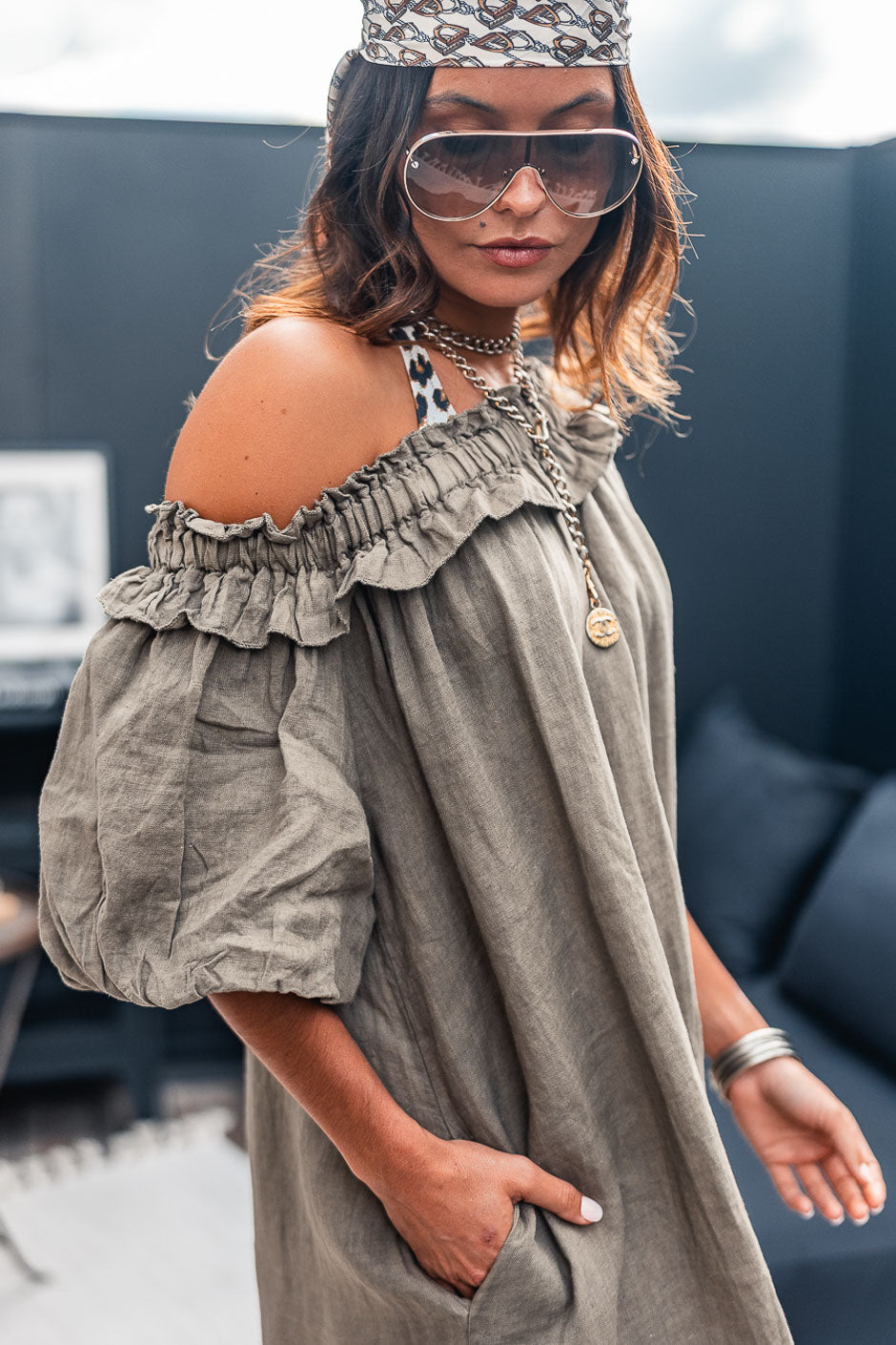 VESTIDO PIUMO CAQUI