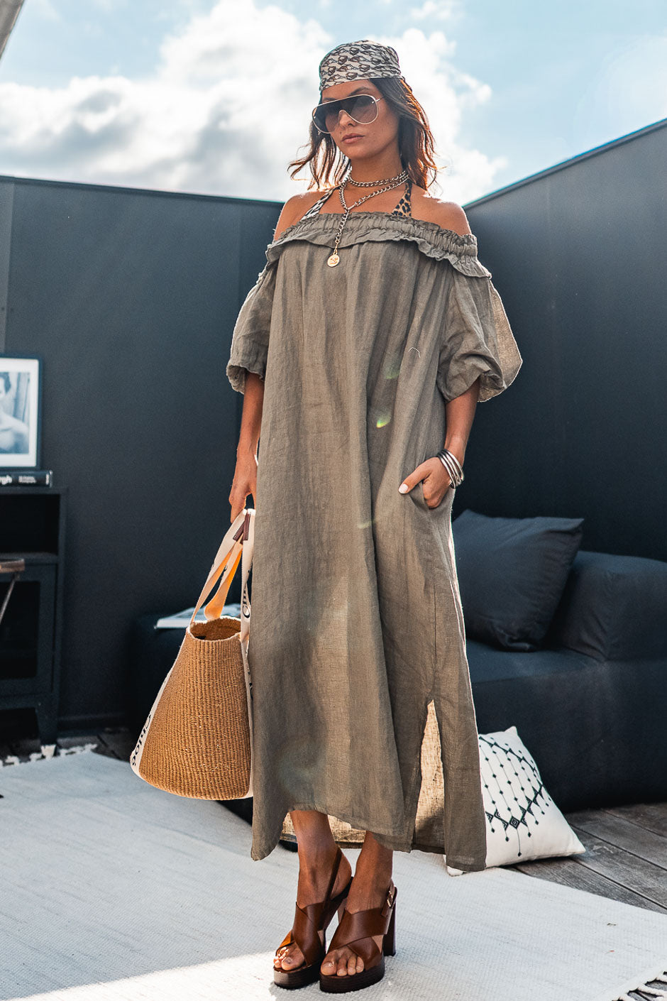 VESTIDO PIUMO CAQUI