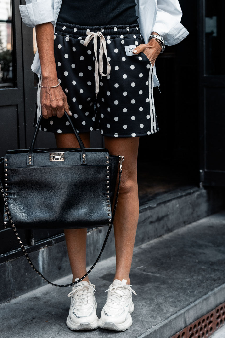 BLACK AND WHITE DOTTY SHORTS