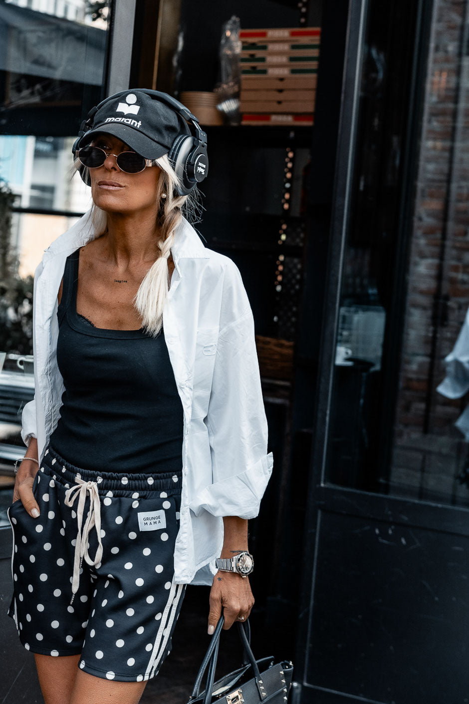 BLACK AND WHITE DOTTY SHORTS