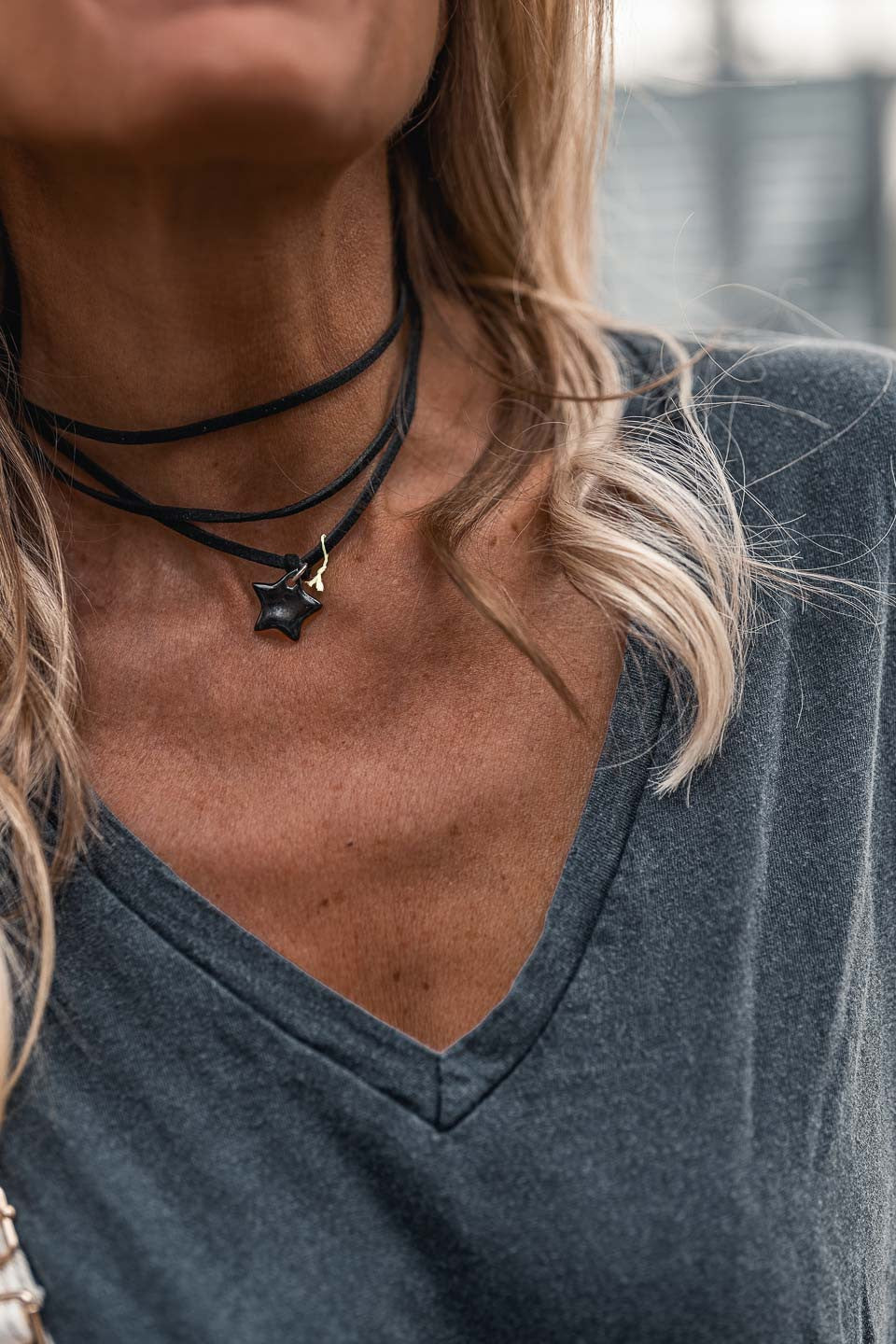 Bracelet / collier Jane noir étoile noire