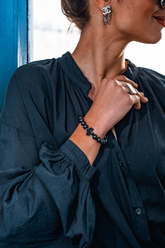 Bracelet Hossegor croix noir