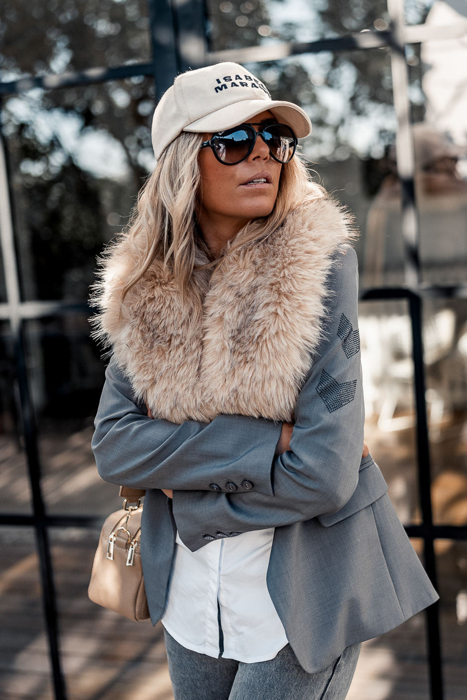 Col fourrure Lia beige