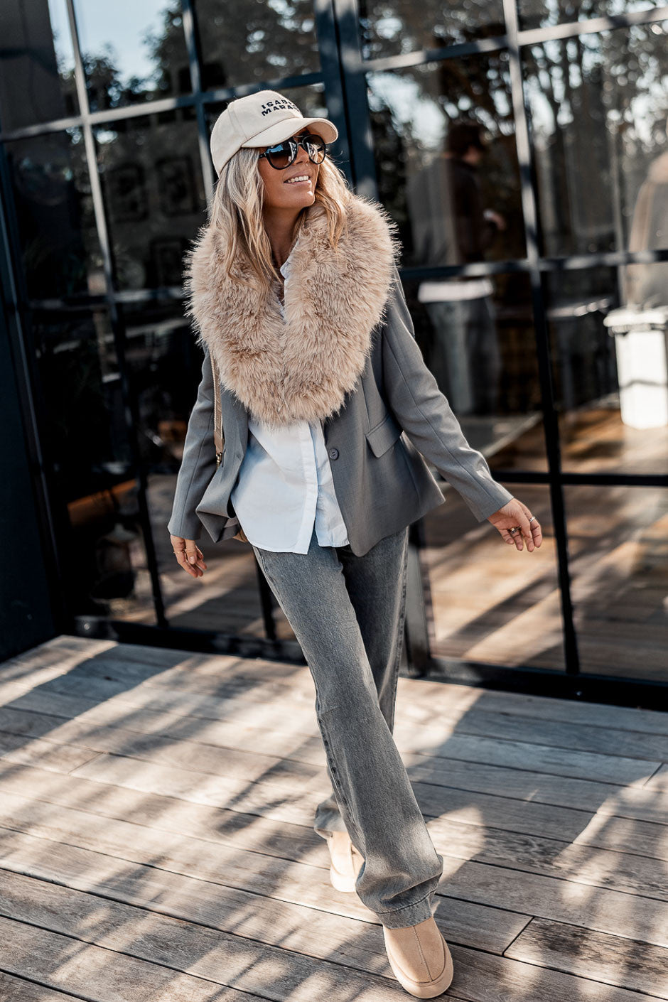 Col fourrure Lia beige