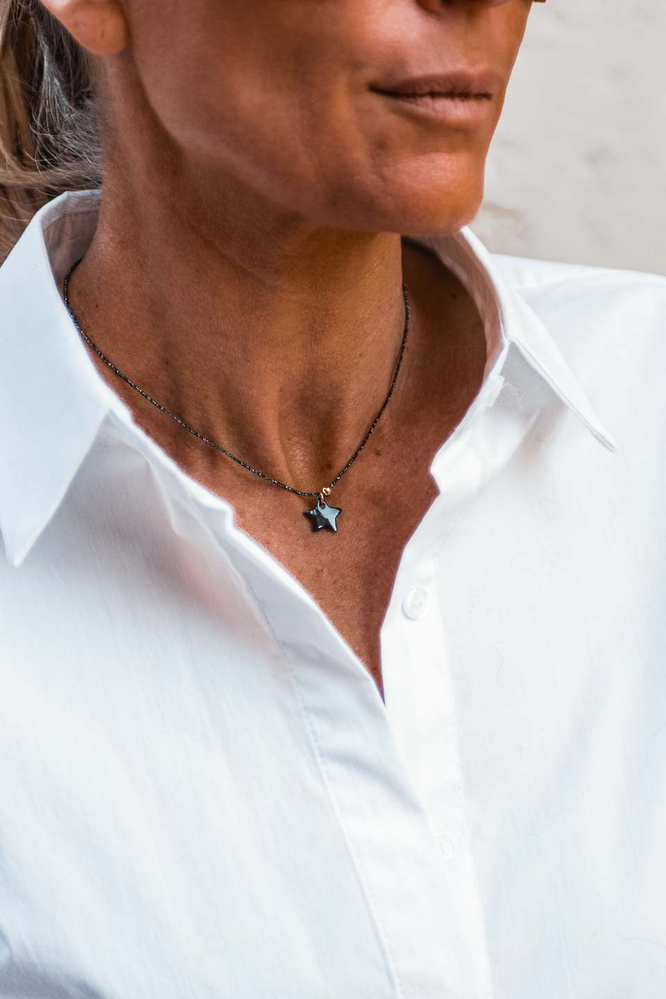 Collier Triplette etoile noir