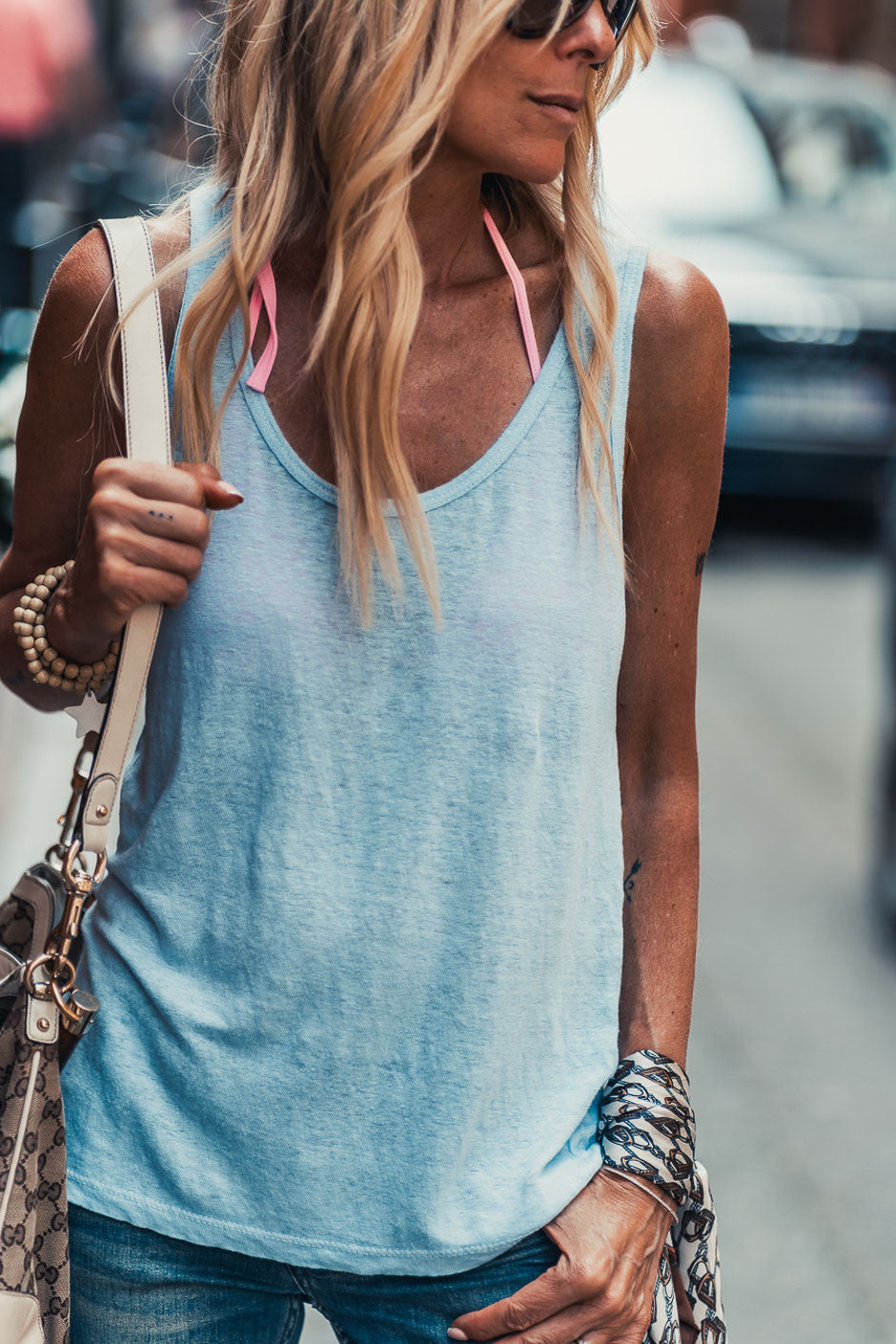 Debardeur Grungemama Debby lin bleu ciel