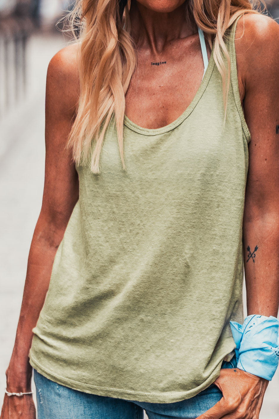 Debardeur Grungemama Debby lin jaune anis