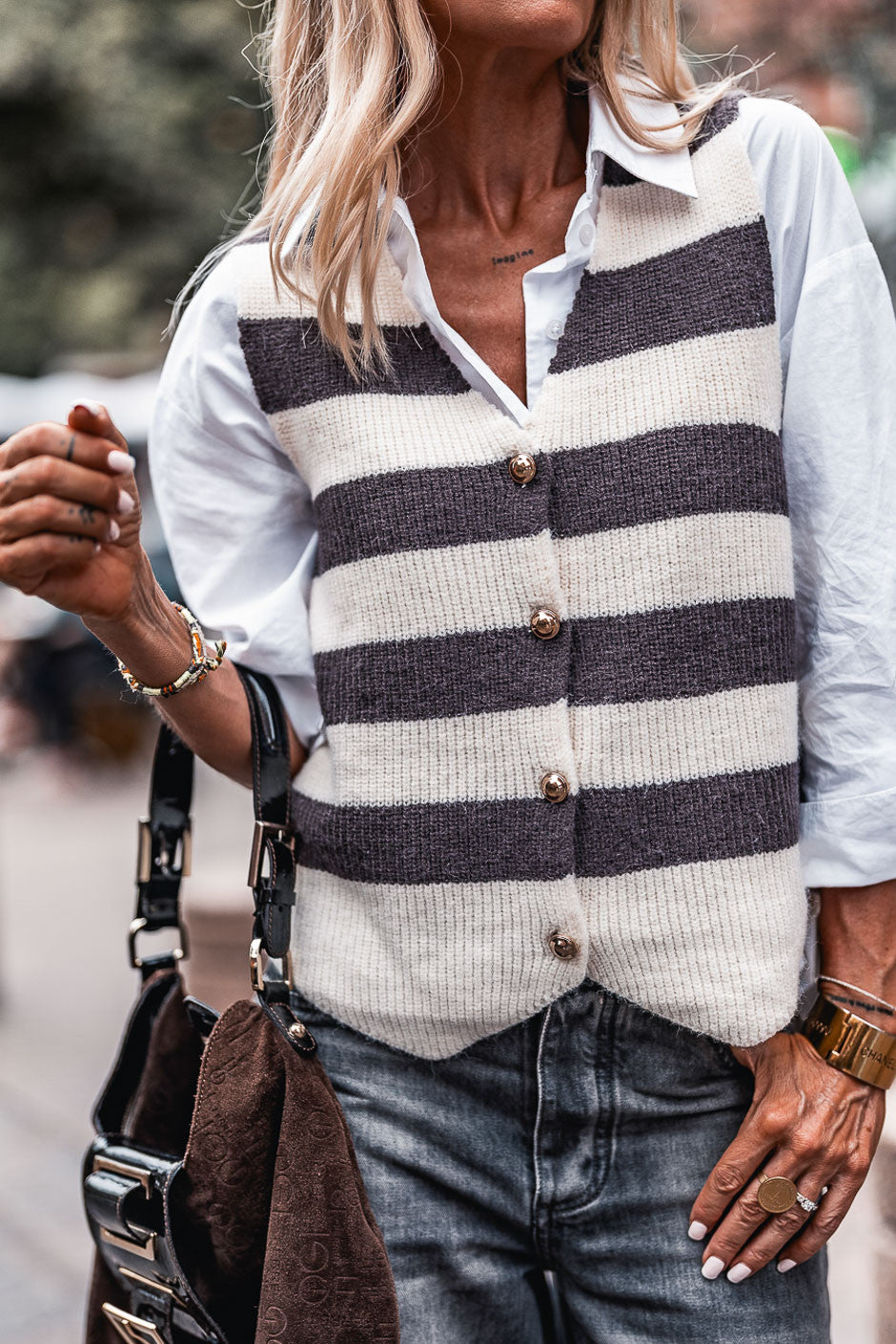 Gilet Samy ecru brown