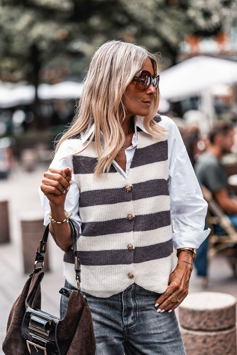 Gilet Samy ecru brown