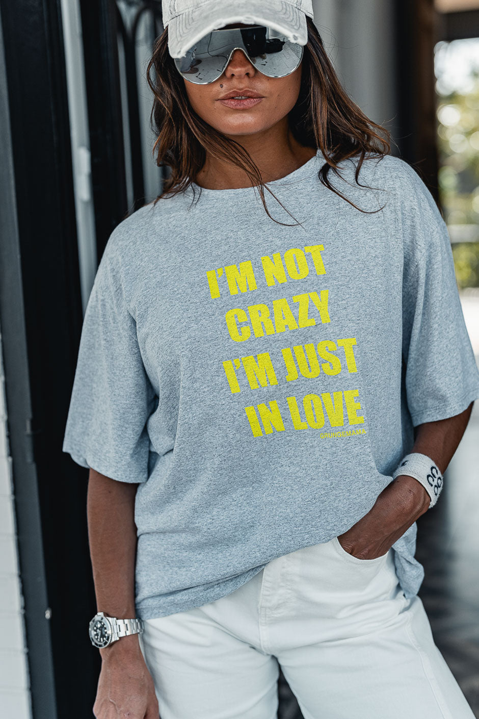 CAMISETA CRAZY GRIS JASPEADO