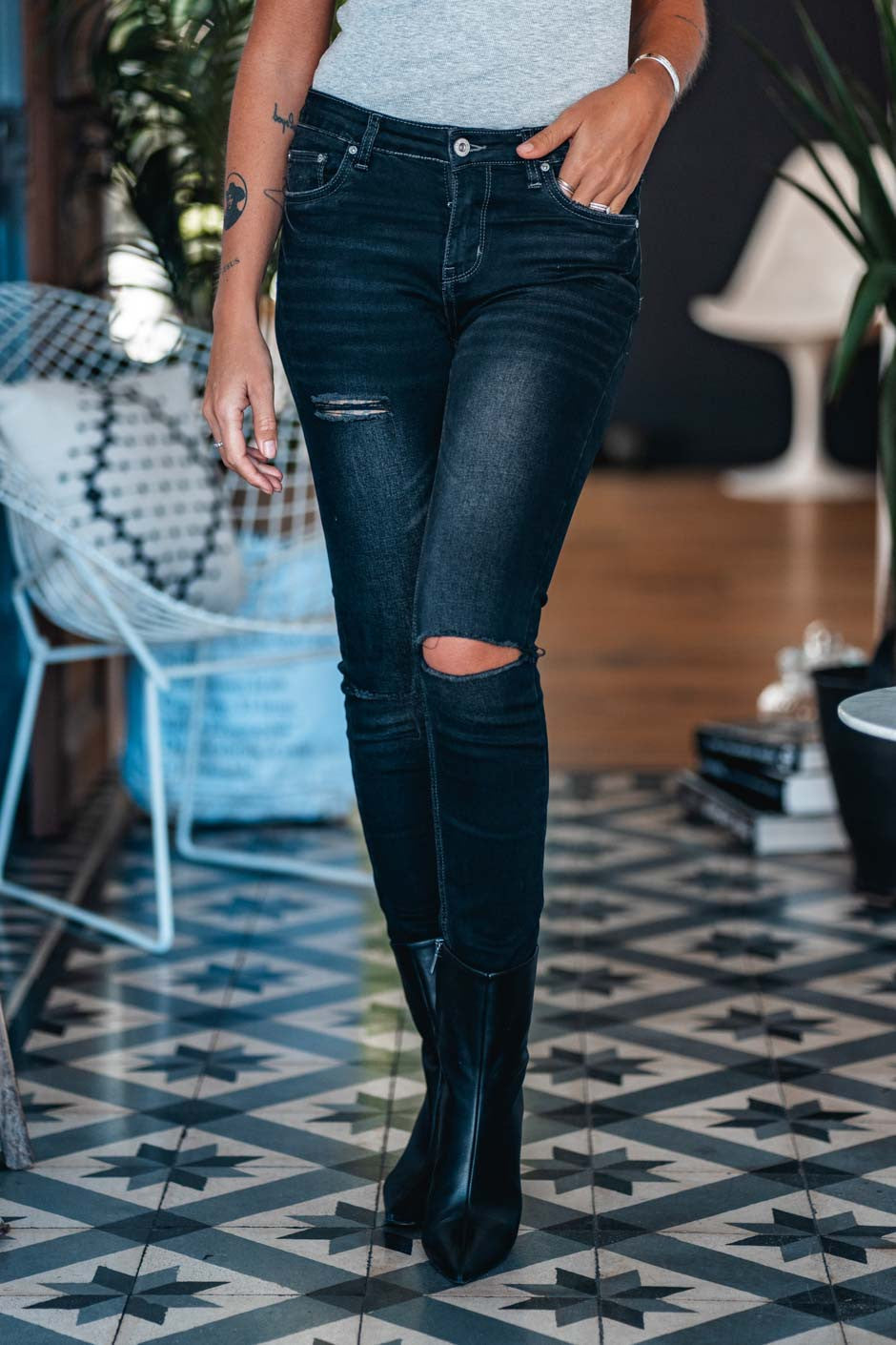 Jeans Grungemama Hole anthracite