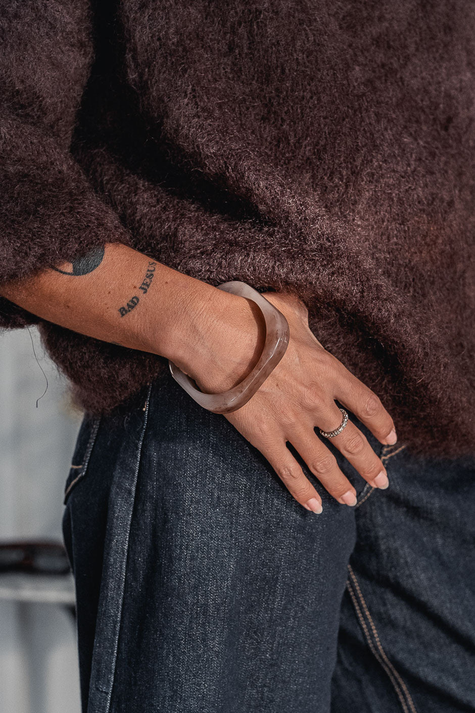 Jonc Colette resine rose