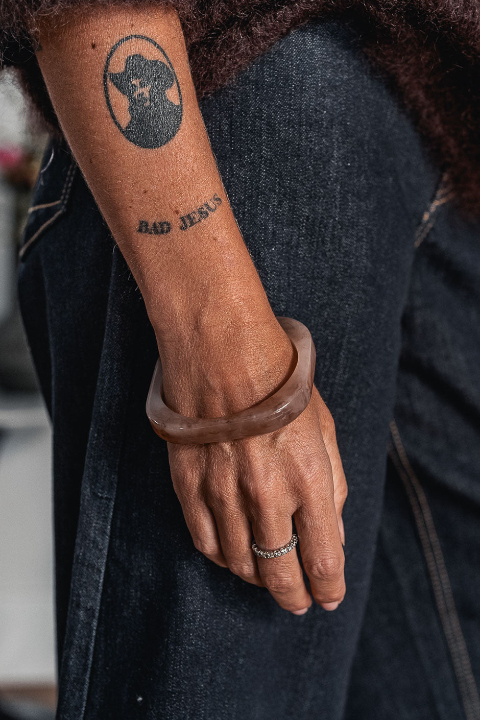 Jonc Colette resine rose