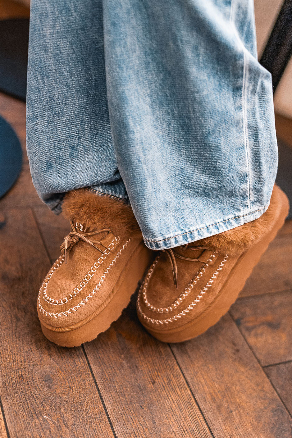 Mules fourrure Cleaver camel