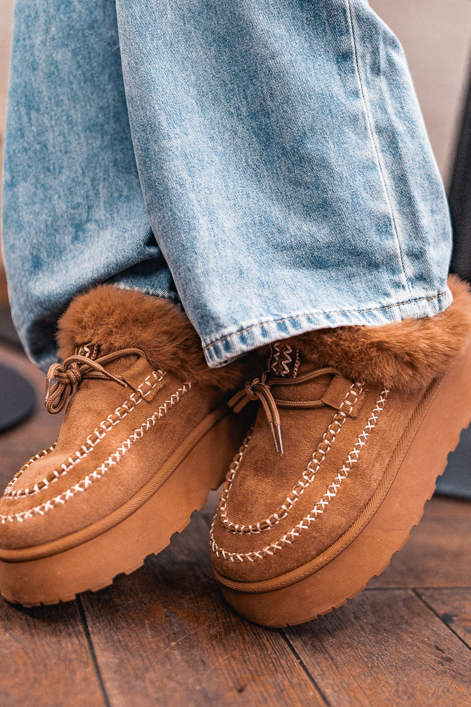 Mules fourrure Cleaver camel