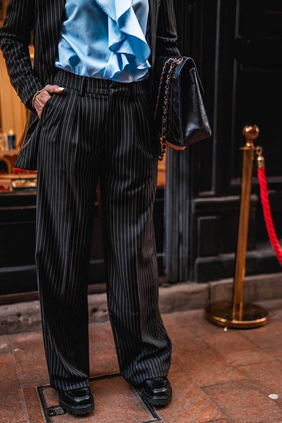 Pantalon Grungemama Kristy rayures tennis noir