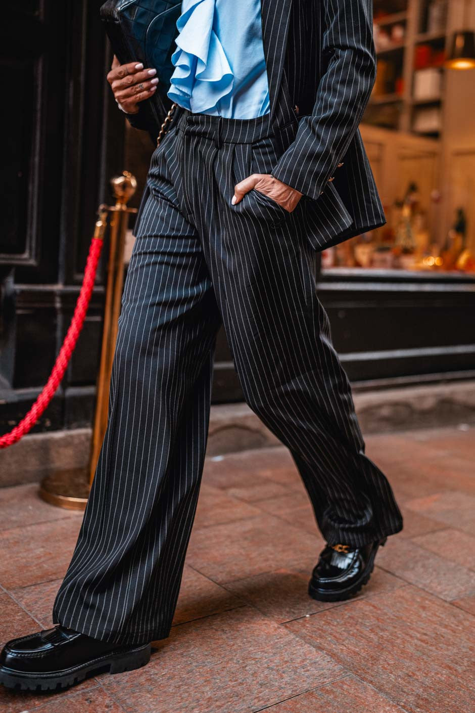 Pantalon Grungemama Kristy rayures tennis noir