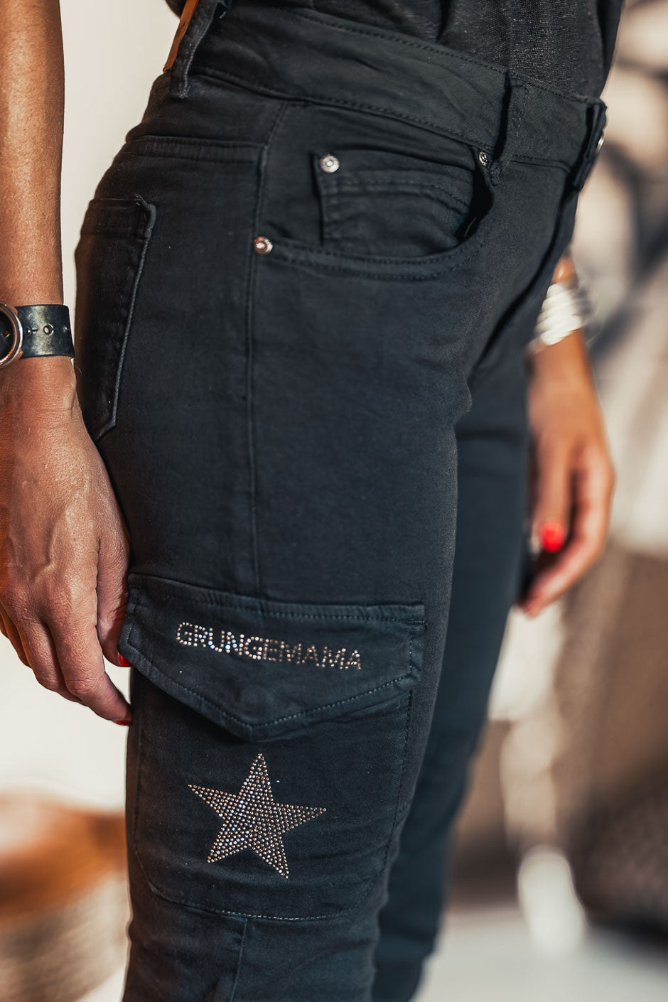 Pantalon Grungemama Nami noir strass