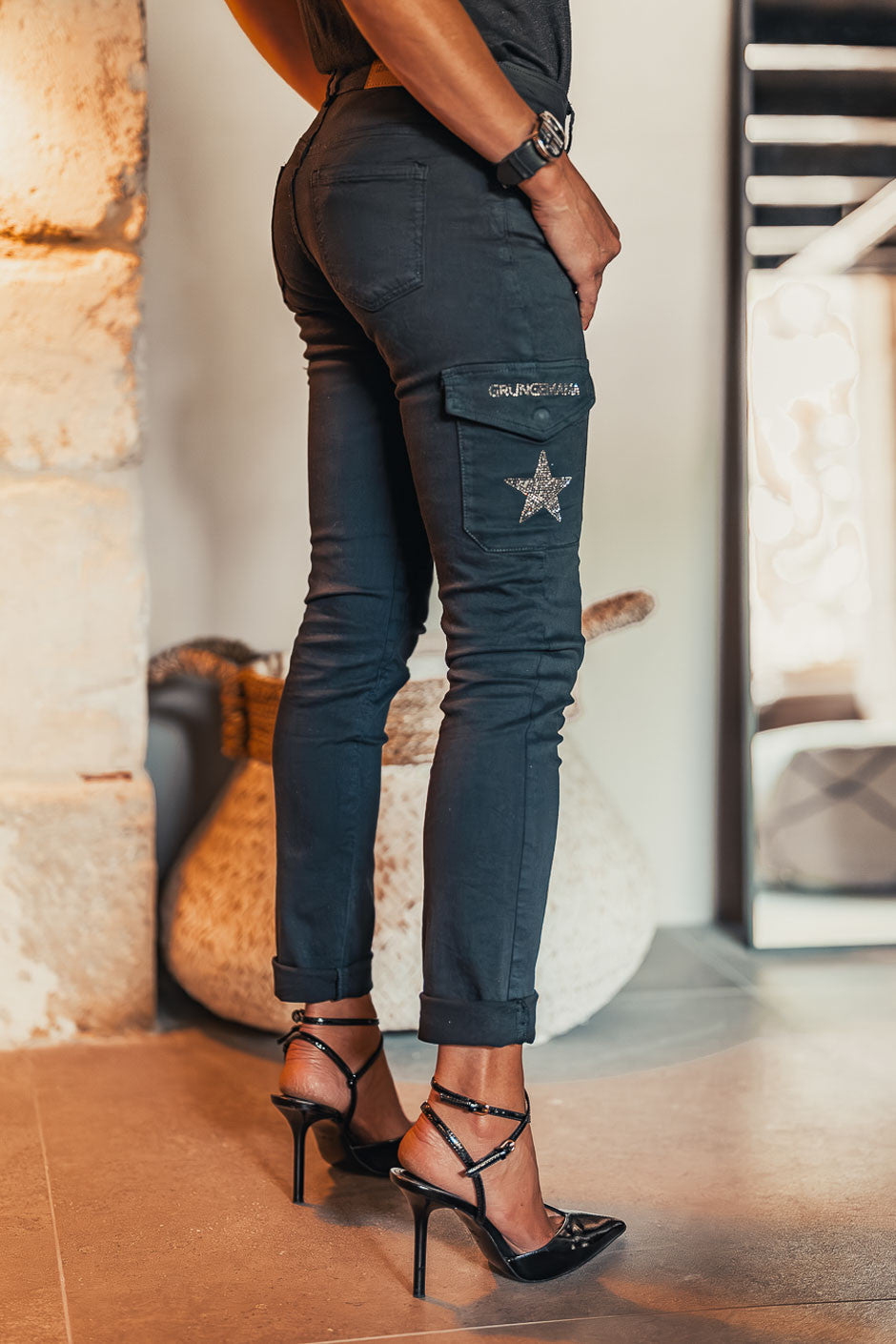 Pantalon Grungemama Nami noir strass