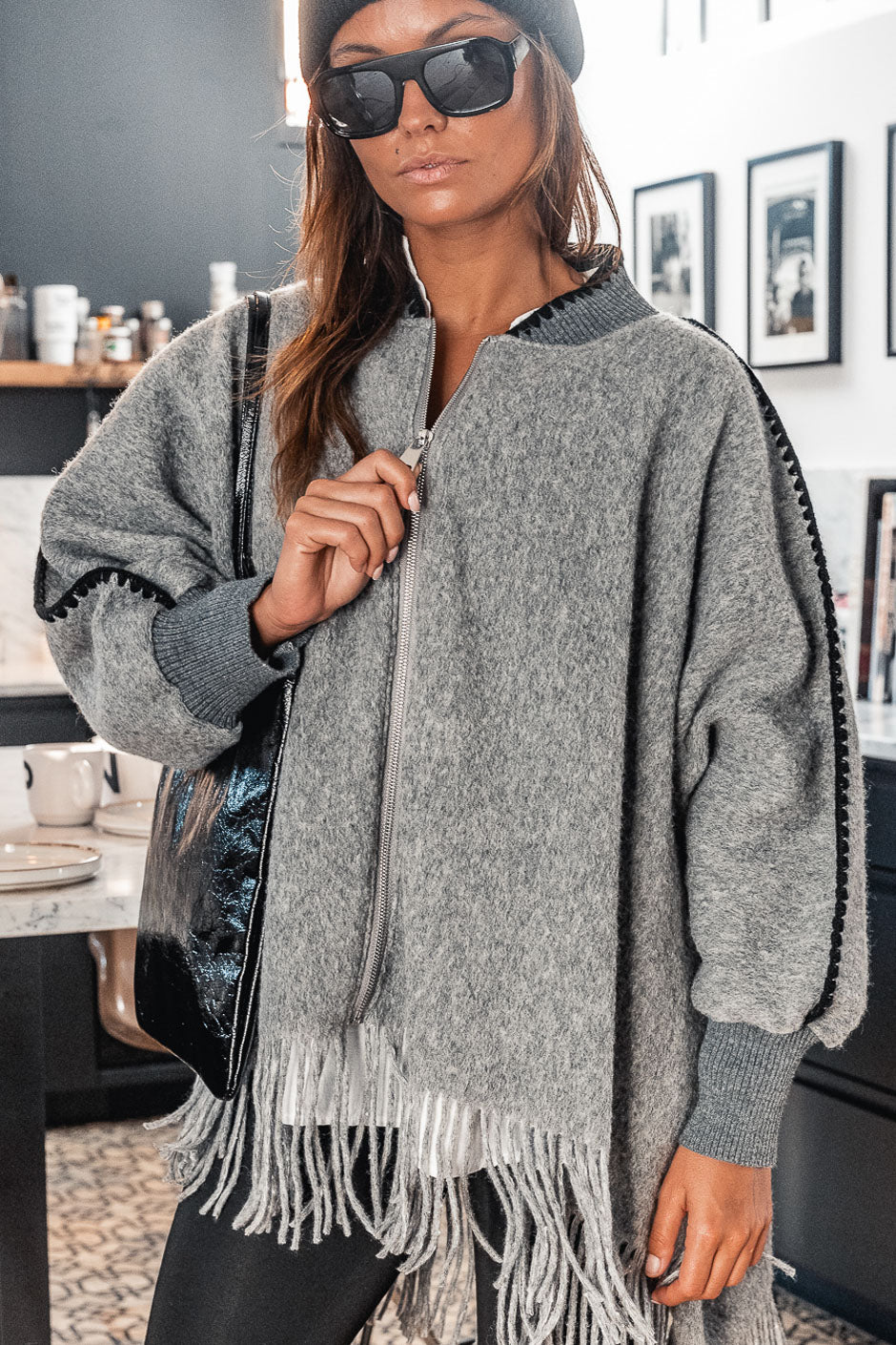 Grungemama Chelly grey poncho