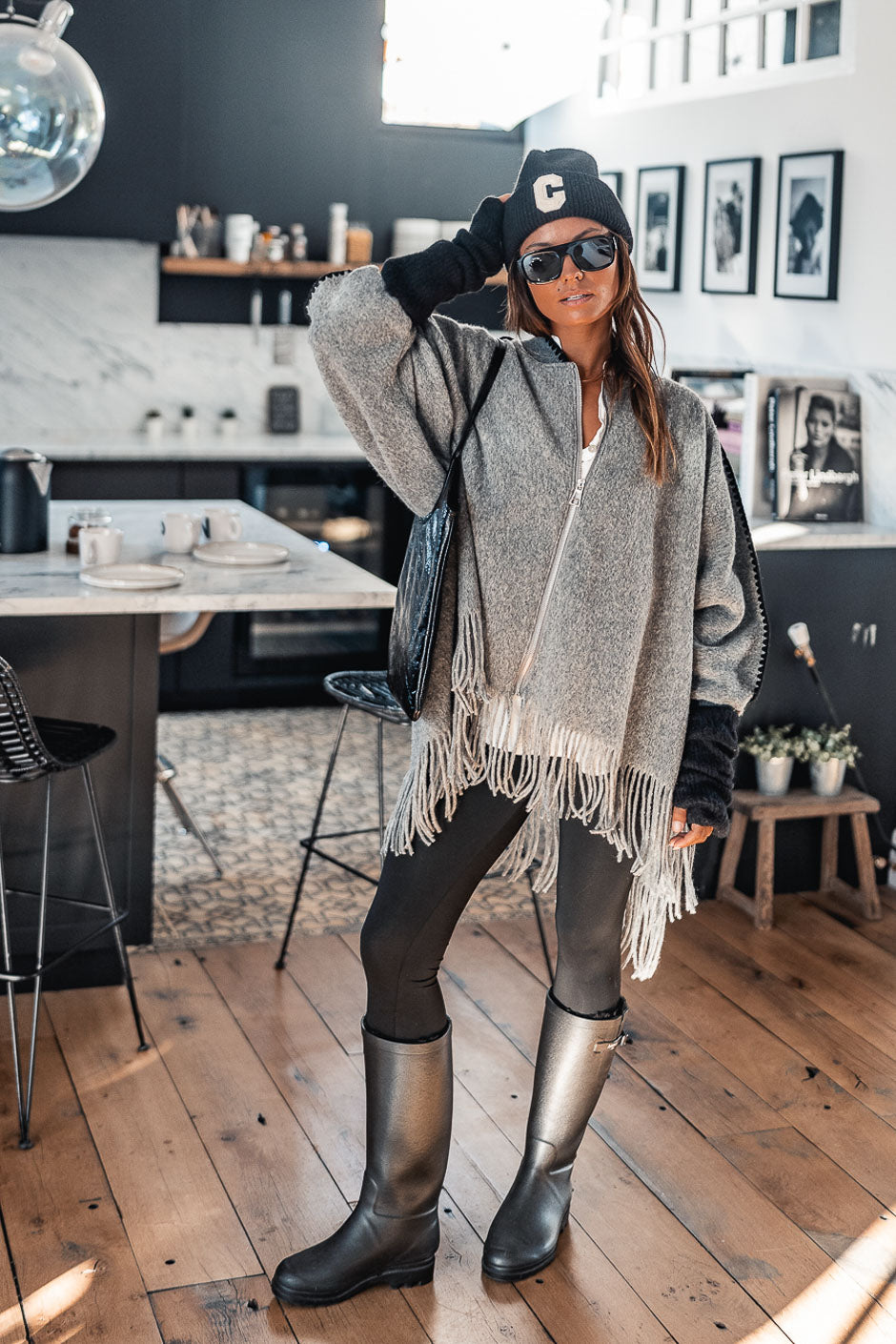 Grungemama Chelly grey poncho