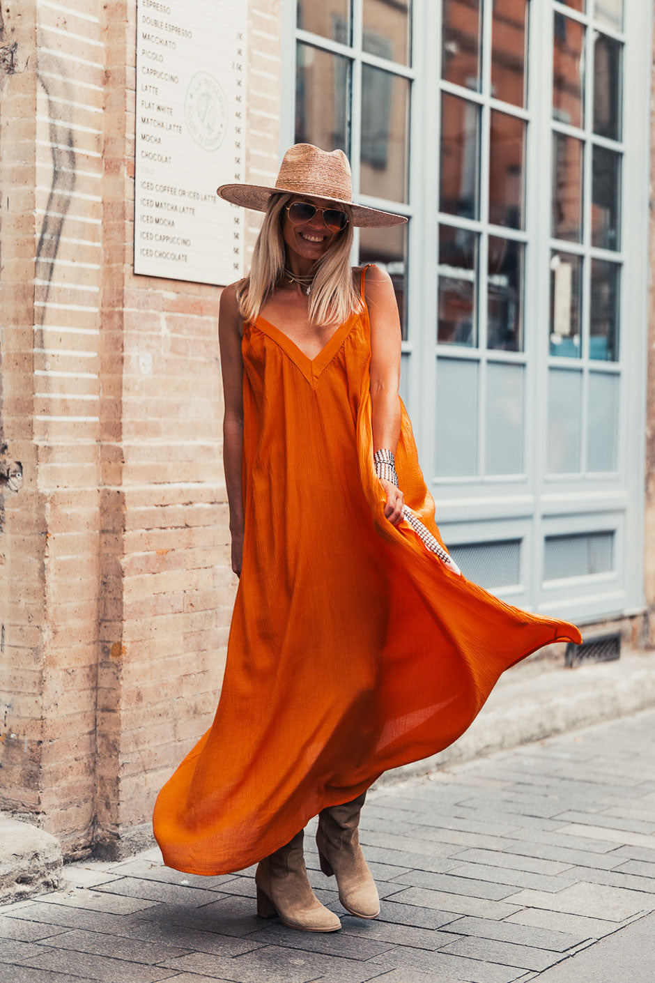 open lace back dress Grungemama Cinda orange dress
