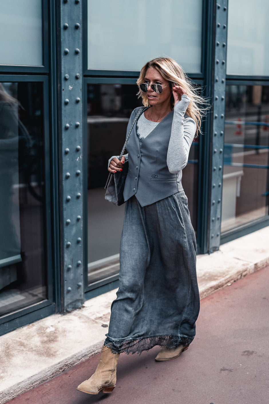 YIRON MAID SS CLASSIC GILET DRESS グレー Grungemama Maisy anthracite dress
