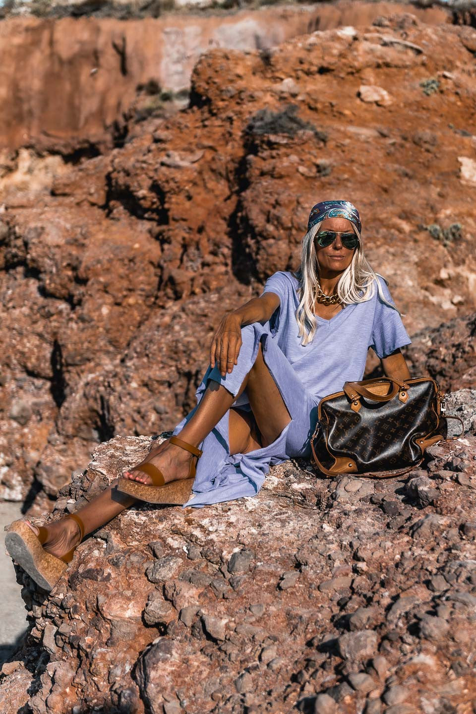 Robe longue Capri parme