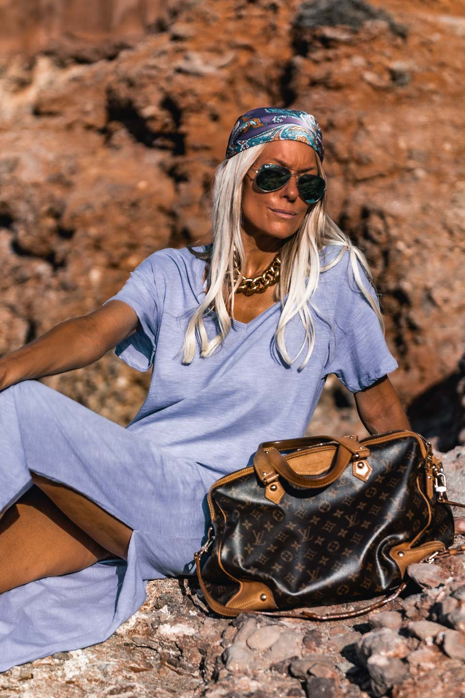 Robe longue Capri parme