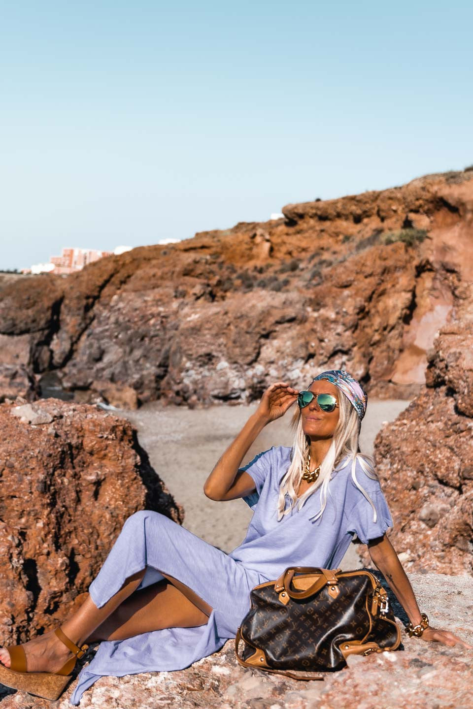 Robe longue Capri parme