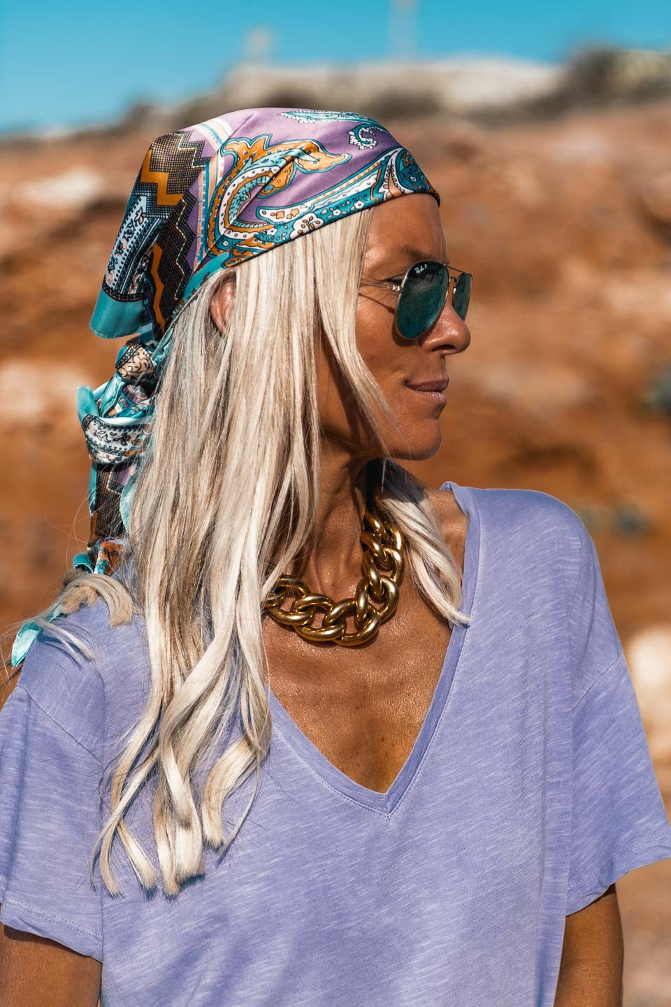 Robe longue Capri parme