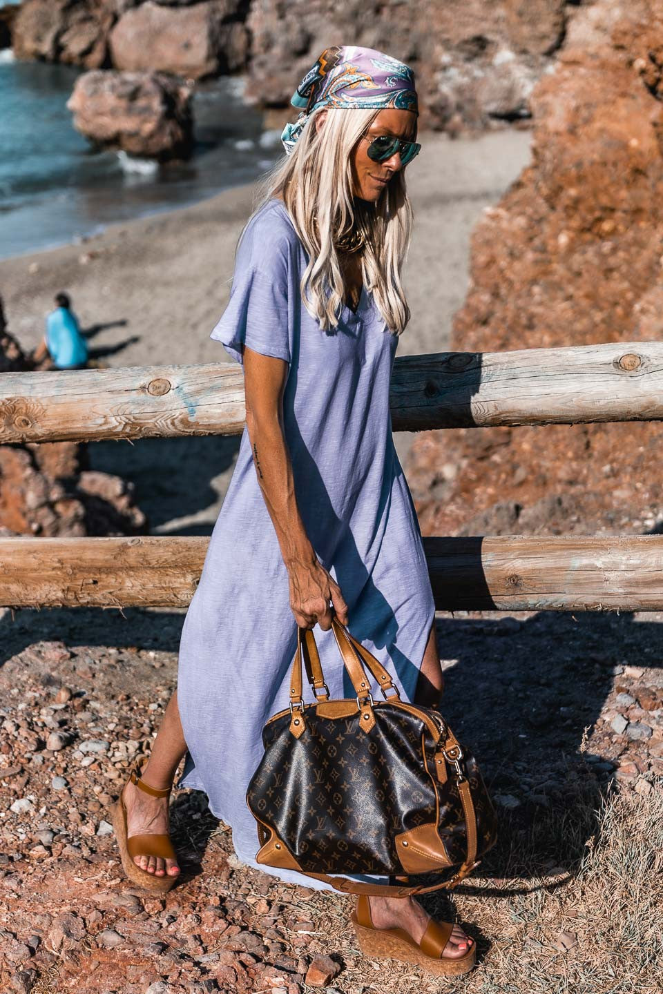 Robe longue Capri parme