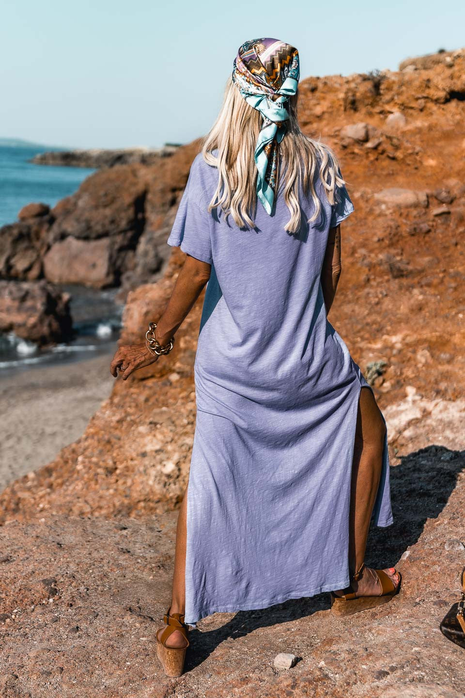 Robe longue Capri parme