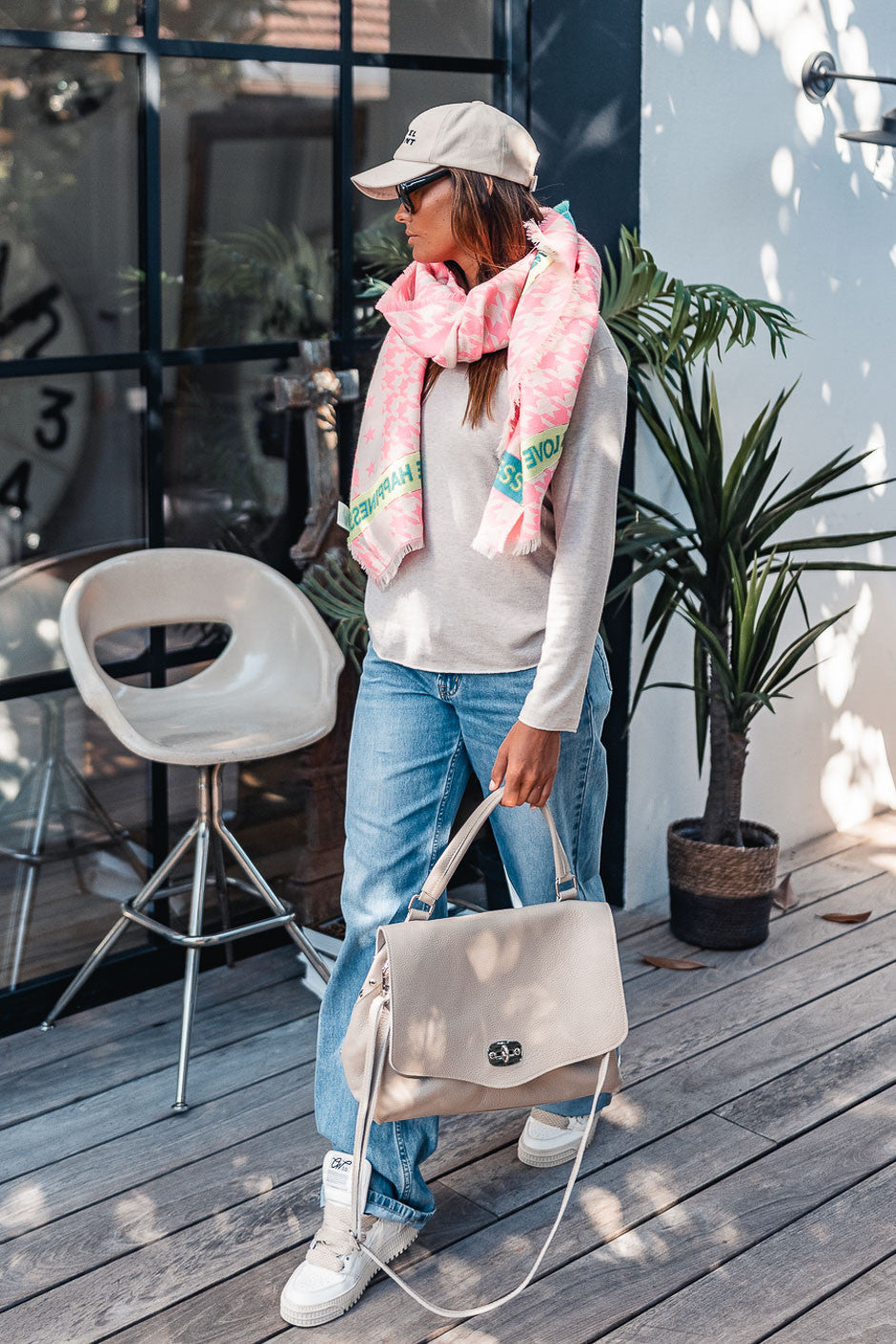 Sac Grungemama Lounya cuir beige