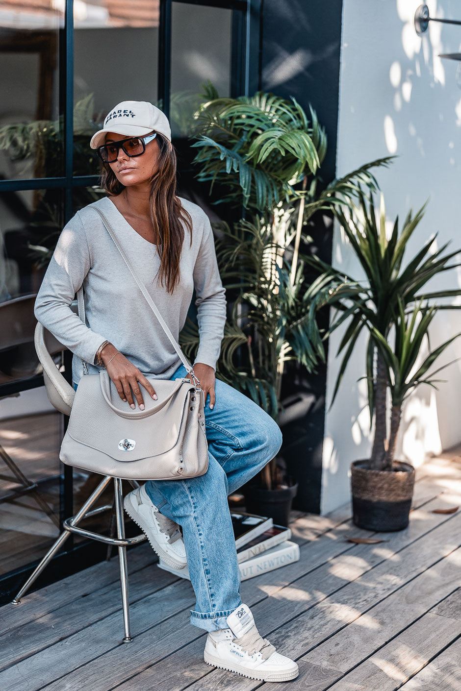 Sac Grungemama Lounya cuir beige