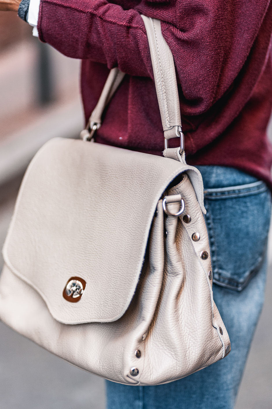 Sac Grungemama Lounya cuir beige