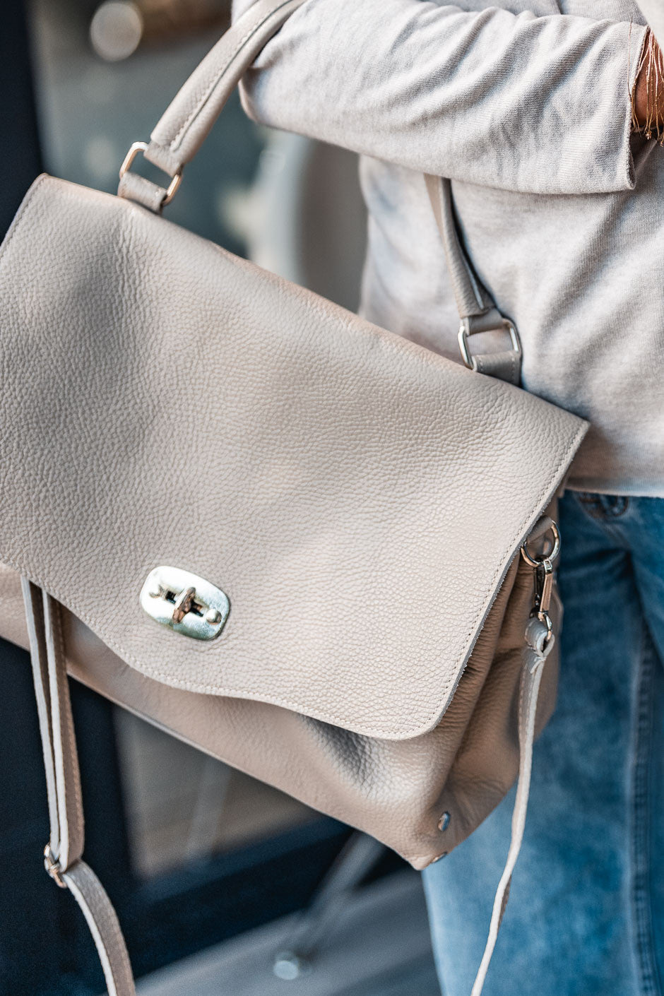 Sac Grungemama Lounya cuir beige