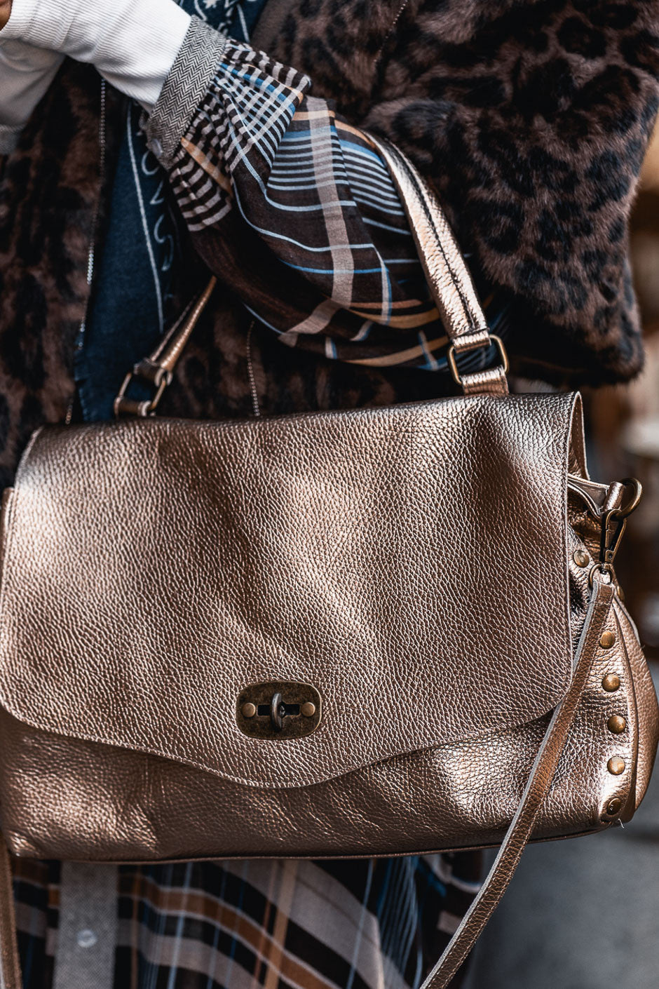 Sac Grungemama Lounya gold-100%CUIR