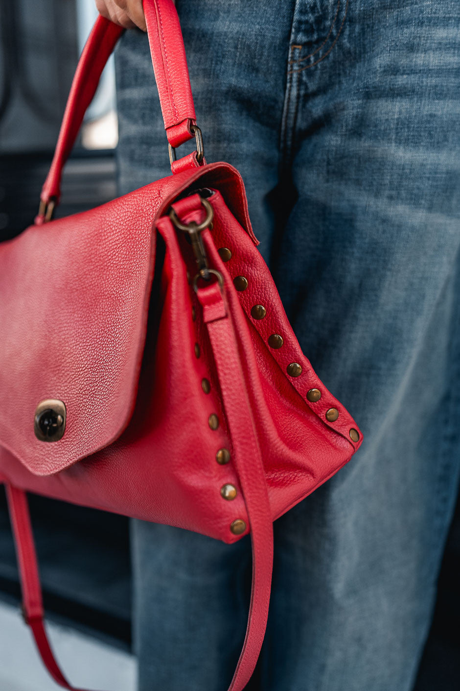 Sac Grungemama Lounya cuir rose