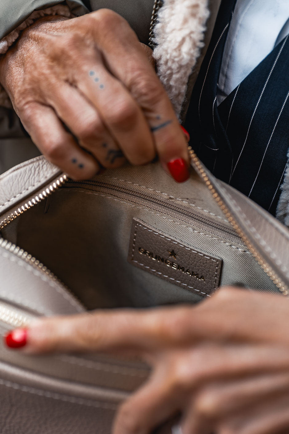Sac Grungemama Paoly beige-100%CUIR