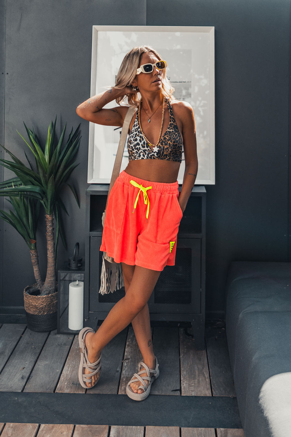 Short Carlo corail fluo