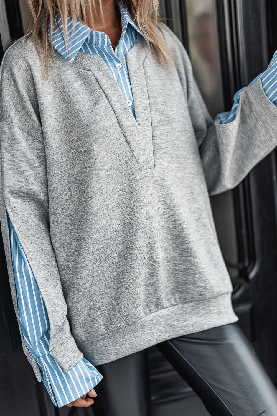 Sweat Grungemama Walter gris/ raye bleu